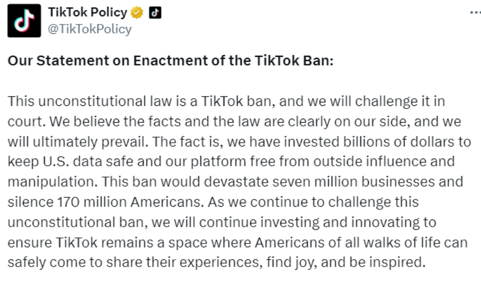 美国总统拜登正式签署了法案，TikTok剥离开启倒计时